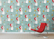 Cartoon Santa Claus With Bell And Red Lamp Wallpaper Wall Mural Home Decor