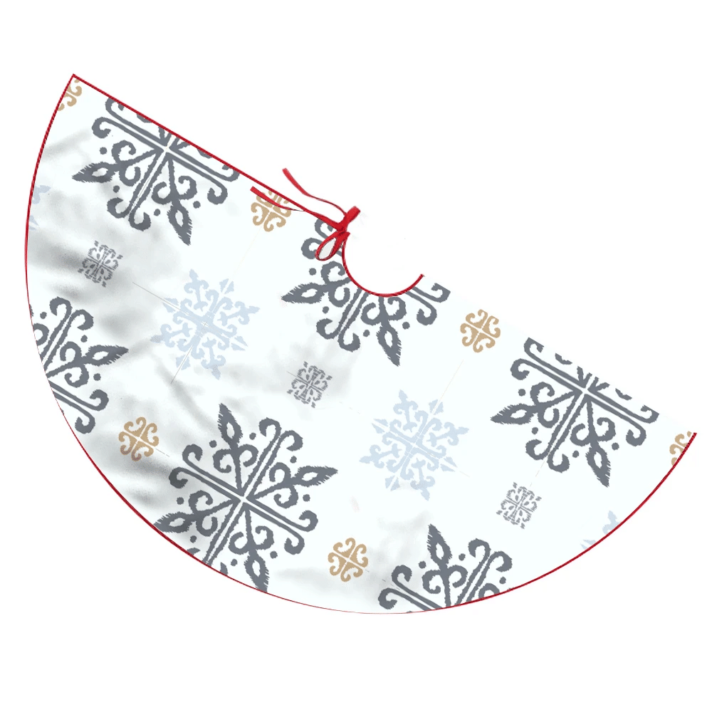Awesome Drawing Snowflakes Nordic Style Pattern Christmas Tree Skirt Home Decor