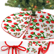Festive Pattern Lingonberry And Red Berry With Green Leaf Christmas Tree Skirt Home Decor