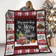 Retro Style Trees And Red Truck Christmas Design Sherpa Fleece Blanket