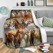 Many Horse In The Mountain Design Sherpa Fleece Blanket
