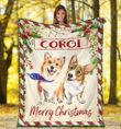 Cute Couple Of Corgi Merry Christmas Design Sherpa Fleece Blanket