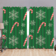 Christmas Candy Cane And Snowflake On Green Backkground Window Curtains Door Curtains Home Decor
