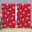 Christmas Snowmen And Doodle Snowflakes On Red Background Window Curtains Door Curtains Home Decor