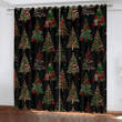 Green And Red Christmas Tree On Black Background Window Curtains Door Curtains Home Decor