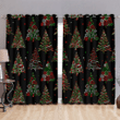 Green And Red Christmas Tree On Black Background Window Curtains Door Curtains Home Decor