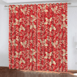 Christmas In Red Beige With Holly Leaves And Berries Window Curtains Door Curtains Home Decor