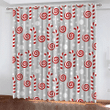 Christmas Candy Cane And White Snowball Window Curtains Door Curtains Home Decor