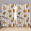Gold Christmas Decor With Balls Fir Cones Snowflakes And Icicles Window Curtains Door Curtains Home Decor