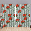 Poinsettia Fir Twigs And Snowflakes Merry Christmas Window Curtains Door Curtains Home Decor