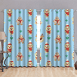 Cute Animals With Christmas Red Scarf And Hat Cartoon Pattern Window Curtains Door Curtains Home Decor