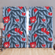 Illustrated Blue Spruce And Red Gift Boxes Pattern Window Curtains Door Curtains Home Decor