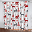 Red Gingham Plaid Deer Silhouette And Red Snowflakes Window Curtains Door Curtains Home Decor