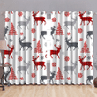 Red Gingham Plaid Deer Silhouette And Red Snowflakes Window Curtains Door Curtains Home Decor