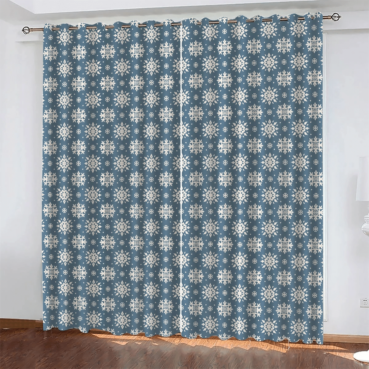 Nordic Style Drawing With Snowflakes Pattern Window Curtains Door Curtains Home Decor