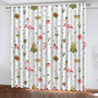 Pinky Flamingon With Colored Gifts Box And Trees Illustration Window Curtains Door Curtains Home Decor