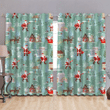 Santa Claus Walking With Sack Of Christmas Gifts Window Curtains Door Curtains Home Decor
