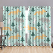 Christmas Trees And Wolf On A Light Background Window Curtains Door Curtains Home Decor