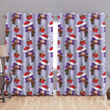 Christmas Holiday Pattern Of Happy Girl Wear Santa Hat And Striped Scarf Window Curtains Door Curtains Home Decor