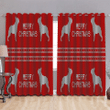 Red Style Christmas Knitted With French Bulldogs Window Curtains Door Curtains Home Decor