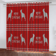 Red Style Christmas Knitted With French Bulldogs Window Curtains Door Curtains Home Decor