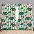 Elf Clothing Dress Tree Branches And Bells Pattern Window Curtains Door Curtains Home Decor