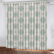 Oriental Damask Ethnic Motif Snowflakes In Green Colors Pattern Window Curtains Door Curtains Home Decor