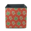 Red Background Pattern With Gingerbread Man Cake Hemp Leaf Storage Bin Storage Cube