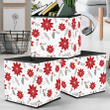 Full Blooming Poinsettia Red And Silver Holly Berries Color Pattern Storage Bin Storage Cube
