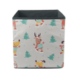 Reindeer With Santa Hat And Scarf In Xmas Tree Forest Storage Bin Storage Cube