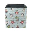 Christmas Cute Penguins On Line Stripe Background Storage Bin Storage Cube