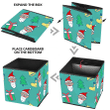 Cartoon Santa Claus Bell Sock Tree On Green Background Storage Bin Storage Cube