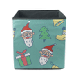 Cartoon Santa Claus Bell Sock Tree On Green Background Storage Bin Storage Cube
