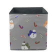 Christmas Colorful Candy Cane And Snowman In Scarf Storage Bin Storage Cube