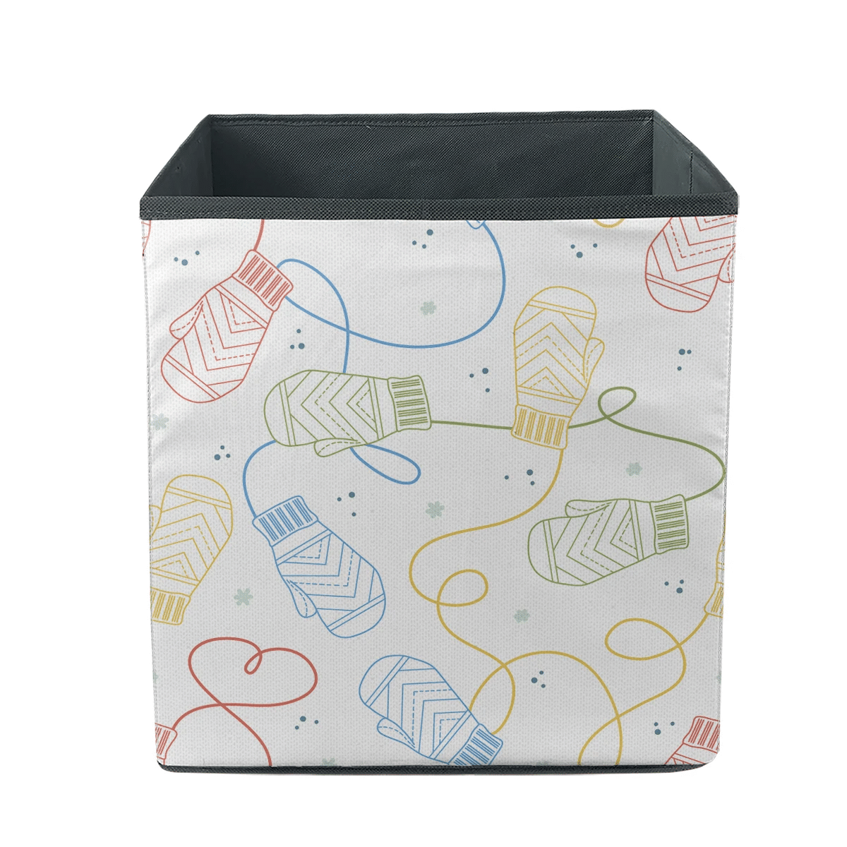 Colorful Cute Hand Drawn Outline Mittens Knitting Storage Bin Storage Cube
