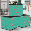 Christmas Tropical Flamingo Swim Ring And Candy Cane Storage Bin Storage Cube