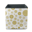 Golden Snowfalkes And Christmas Tree Ball On White Background Storage Bin Storage Cube