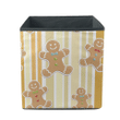Kawaii Gingerbread Man Smiling Face On Colorful Striped Background Storage Bin Storage Cube