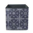 White Blue Floral Snowflakes Knitting Style Pattern Storage Bin Storage Cube