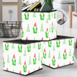 Hand Drawn Christmas Tree And Green Gnomes Pattern Storage Bin Storage Cube