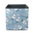 Vintage Winter Pattern With White Mittens Glove And Snowflakes Pattern Storage Bin Storage Cube