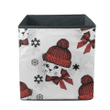 Lovely Cat In Red Cap And Scarf With Snowflakes Ornate Drawn Storage Bin Storage Cube