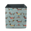 Christmas With Dachshunds Wearing Hats And Clothes On Blue Storage Bin Storage Cube