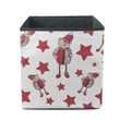 Theme Christmas Tedy Bear And Red Stars On A White Storage Bin Storage Cube