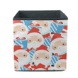 Christmas Themed Cute Cartoon Santa On Blue Striped Background Storage Bin Storage Cube