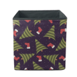 Christmas Tree And Socks On Dark Purple Background Storage Bin Storage Cube