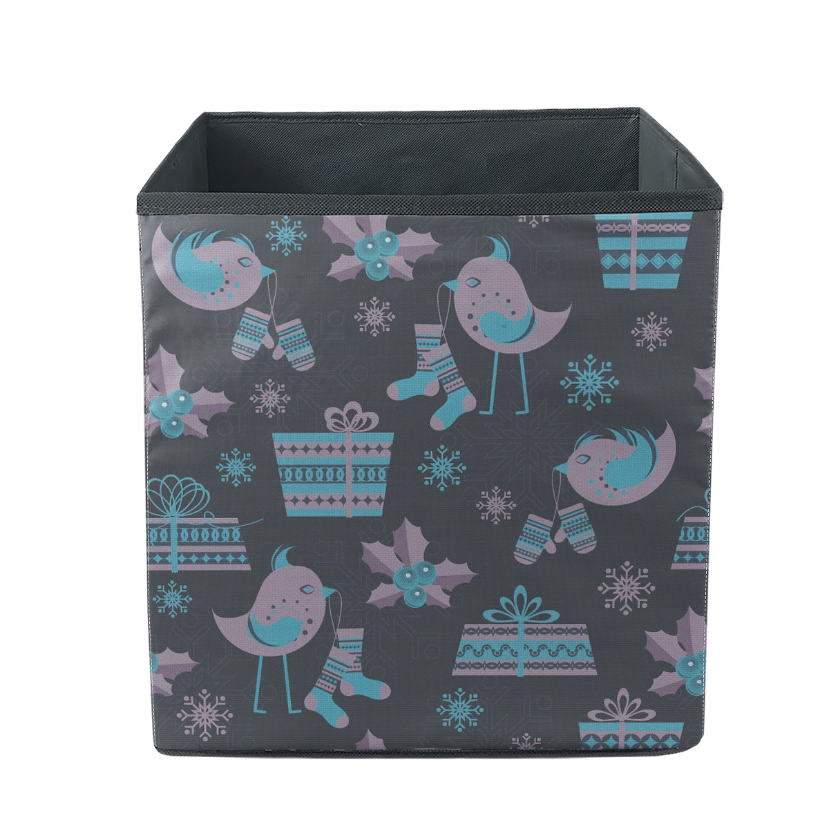 Nice Christmas With Birds And Gifts Storage Bin Storage Cube