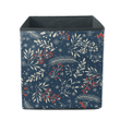 Merry Christmas Tree Branches And Red Berries On Dark Blue Background Storage Bin Storage Cube