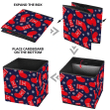 Christmas Red Socks With Snowflakes On Blue Background Storage Bin Storage Cube