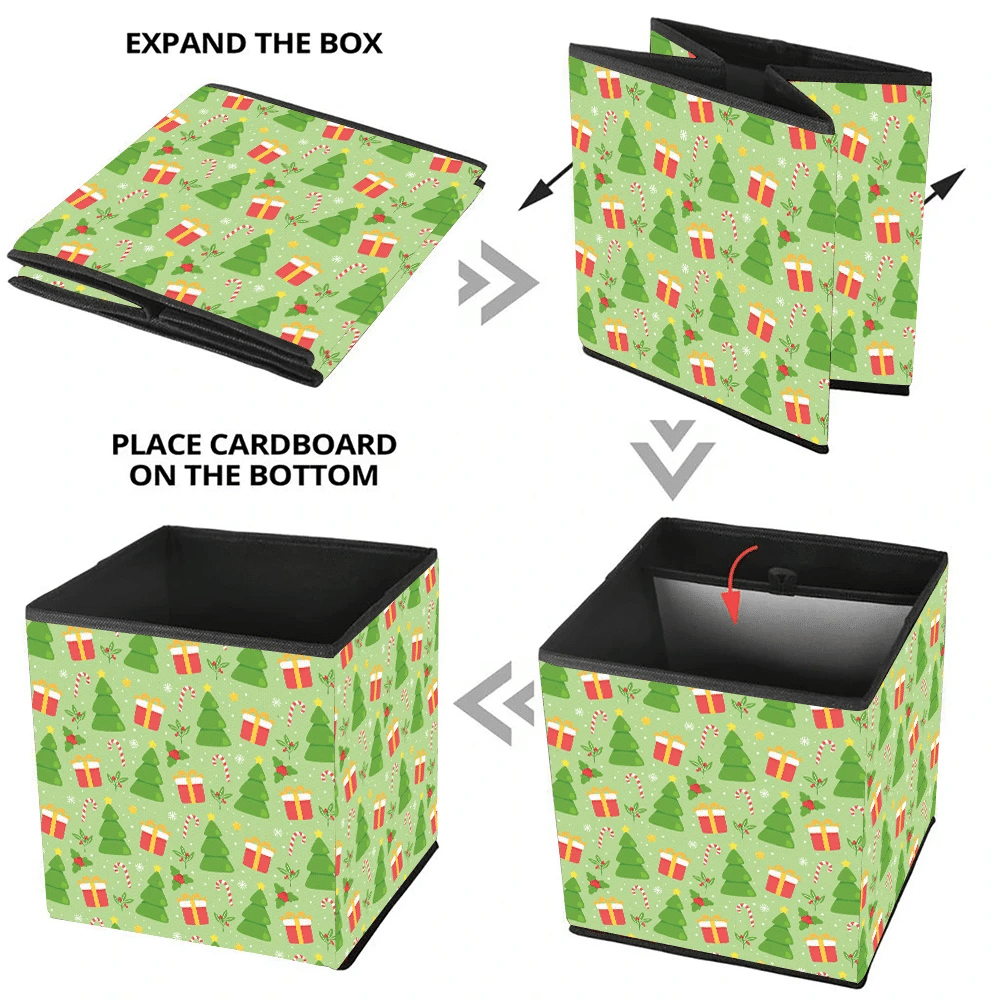 Candy Cane Gift Holly And Christmas Trees Storage Bin Storage Cube